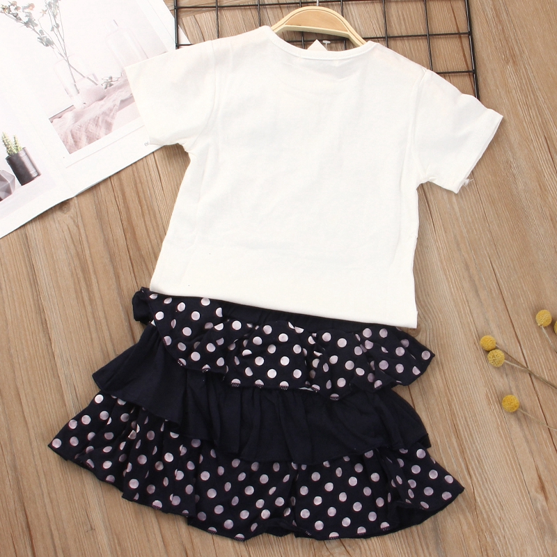 BEAR LEADER Set Đồ 2 Món Gồm Áo Thun Tay Cộc In Họa Tiết Hoạt Hình + Váy Ngắn Cho Bé Gái 2 6 Tuổi