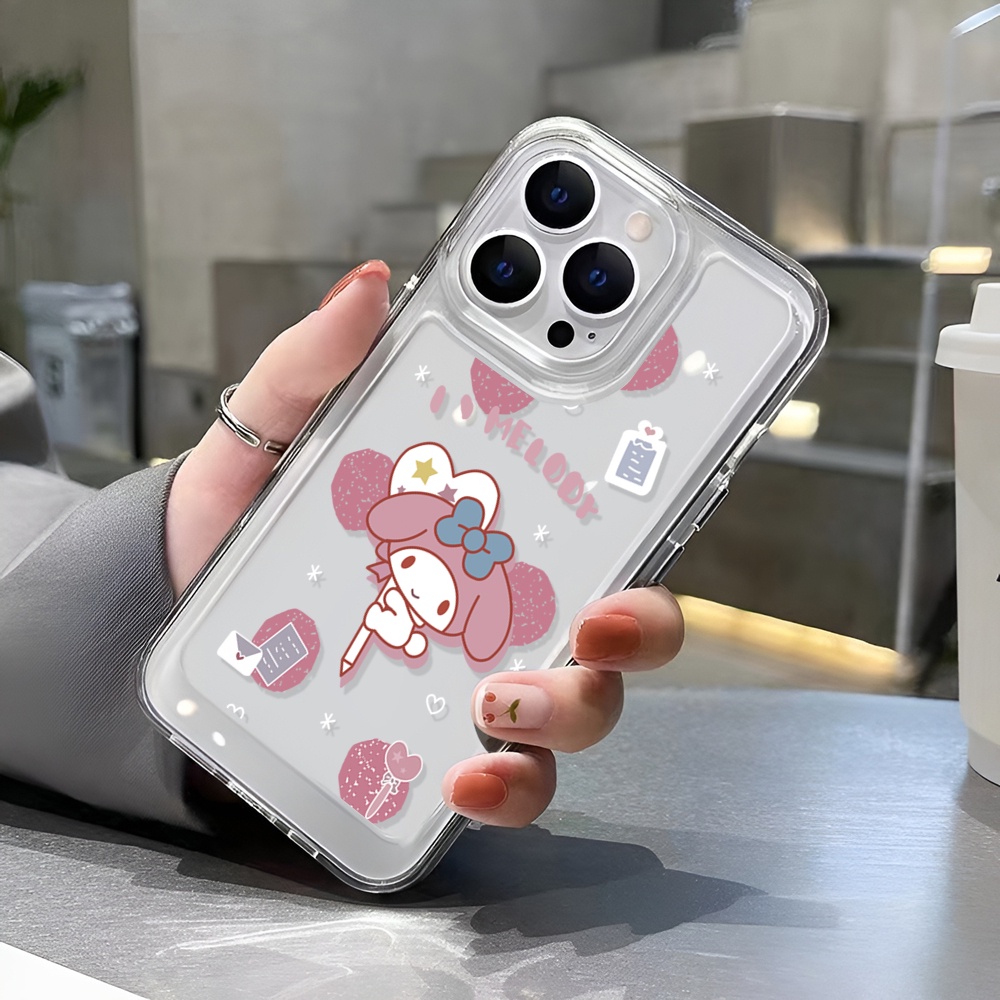 Ốp Điện Thoại Trong Suốt Họa Tiết Melody Hồng Dễ Thương Cho iphone 14ProMax 14Plus 13 11 12 7Plus X XR XS Max