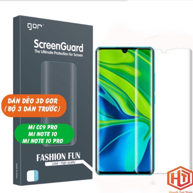 Dán dẻo 3D Xiaomi Mi Note 10 , Mi CC9 Pro , Mi Note 10 Pro  boa cạnh GOR ( Bộ 3 miếng trước)