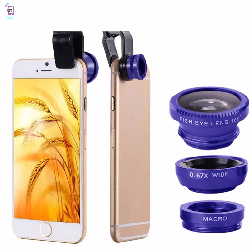 Thấu kính camera góc rộng macro 3 trong 1 xách tay thông dụng gắn điện thoại di động chụp hình selfie