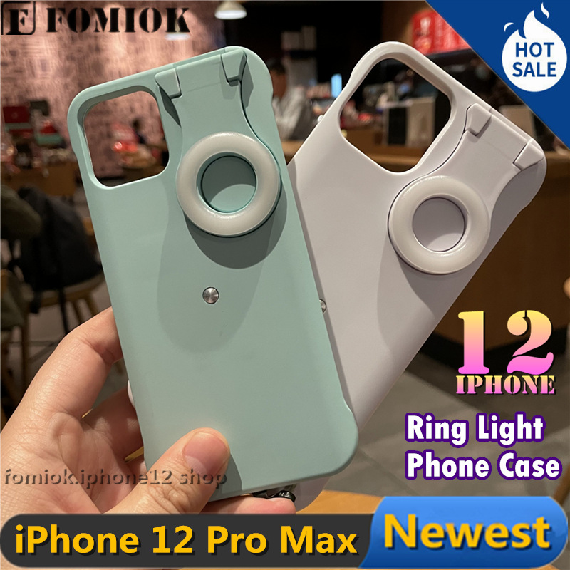 Ốp Điện Thoại Phát Sáng Có Vòng Nhẫn Hỗ Trợ Chụp Ảnh Selfie Cho Iphone 12 11 Pro Max 12pro X Xs Max