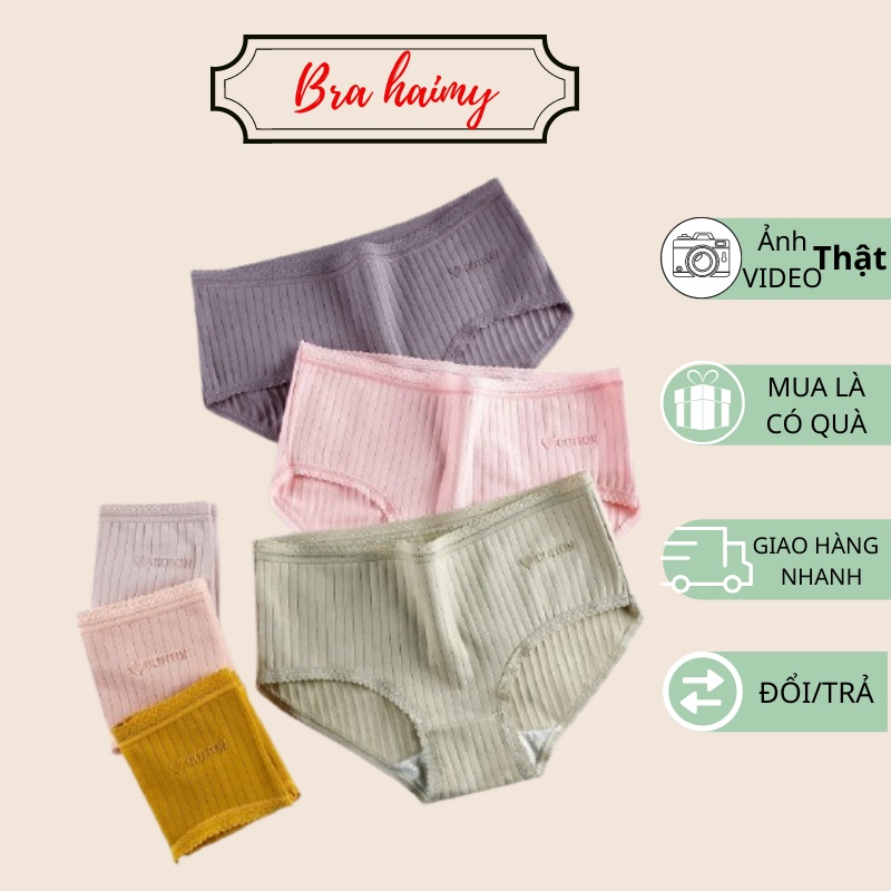Quần chíp nữ chất cotton kháng khuẩn, may viền ren xinh xắn, mềm mịn.