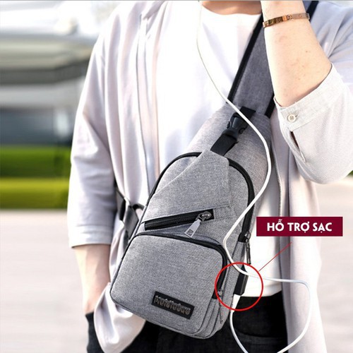 Túi Đeo Chéo Nam Vải Dù Chống Nước Phong Cách Hàn Quốc Tặng kèm cổng sạc Usb