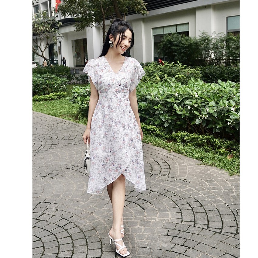 Đầm ôm vạt chồng tay xòe 20 AGAIN DOW1068 | BigBuy360 - bigbuy360.vn