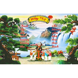 Tranh đính đá 5D , Tranh mừng thọ bà kích thước 70*110cm