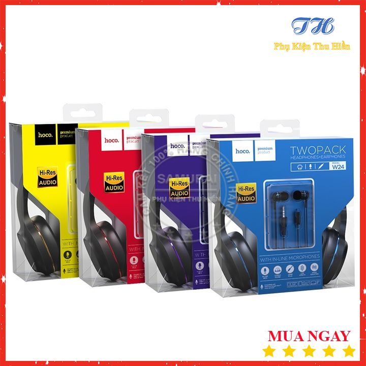 Tai Nghe Chụp Tai Có Dây Hoco Chính Hãng W24- Tặng kèm tai nghe nhét tai -  BH 12 tháng