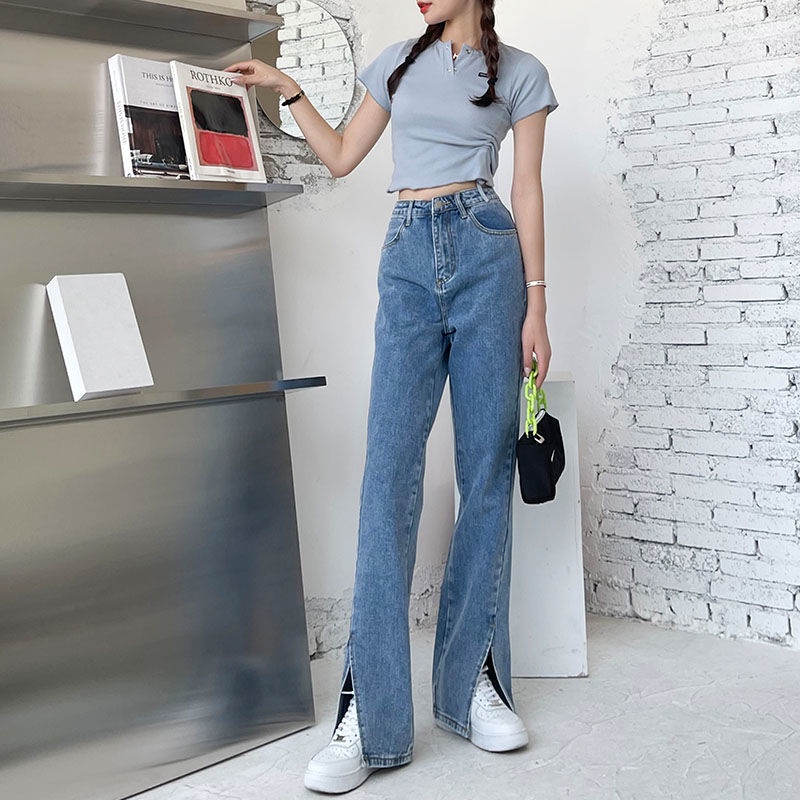 COZOK Quần Jean Dài Ống Rộng Thời Trang Cá Tính Cho Nữ