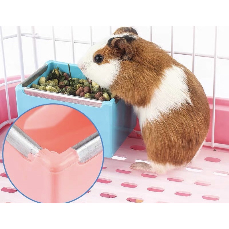 chén chữ nhật gắn lồng dành cho thỏ, bọ, chó, mèo