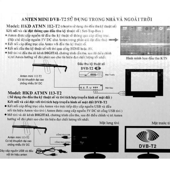 Anten tivi kỹ thuật số mặt đất DVB - T2 111 T2 113 T2 HVIRITA