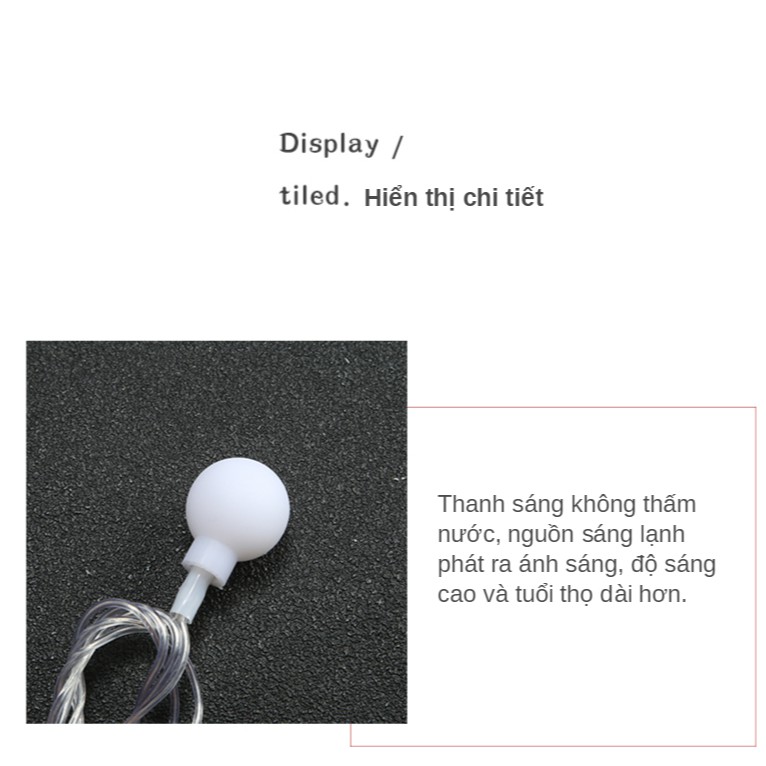 Đèn led noel Dây Đèn Led Trang Trí Cherry Ball Bóng Tròn Màu Vàng Nắng Trang Trí Phòng Ngủ, Quán Cà Phê Lung Linh