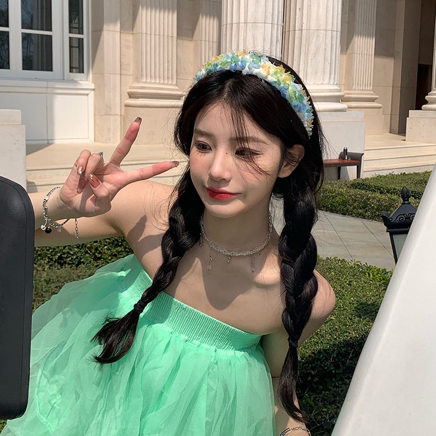 Băng Đô Cài Tóc Phối Lưới Phong Cách Hàn Quốc Ngọt Ngào Thời Trang Mùa Hè Cho Nữ