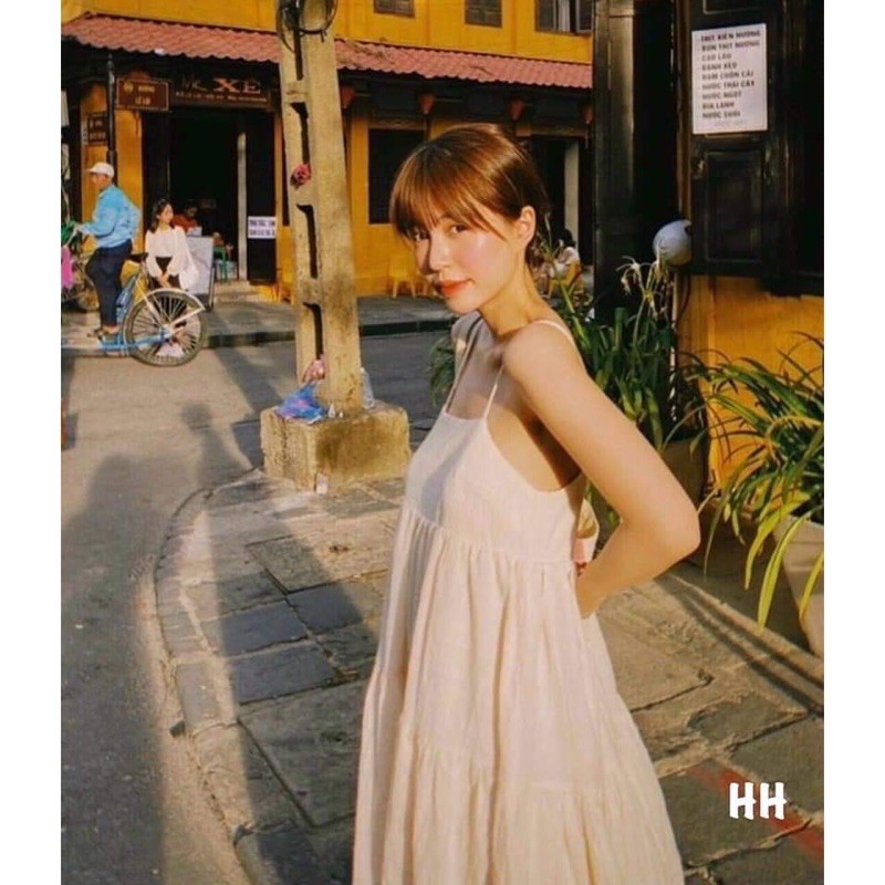 Váy babydoll đũi be hai dây cực xinh | BigBuy360 - bigbuy360.vn