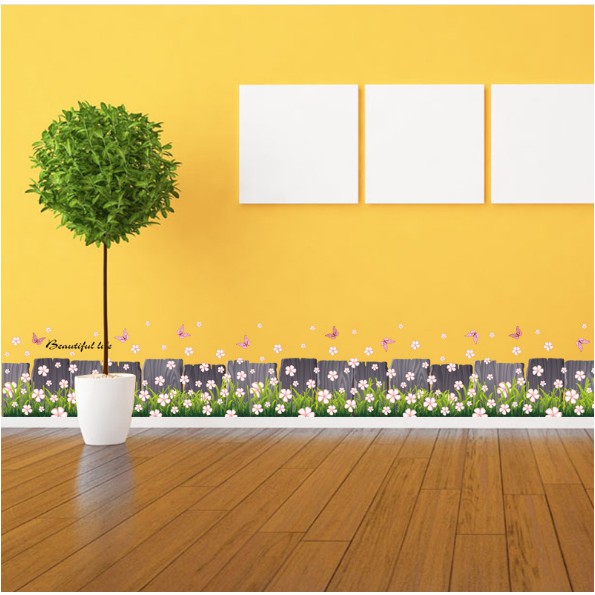 Decal trang trí chân tường hoa sao nhí 01
