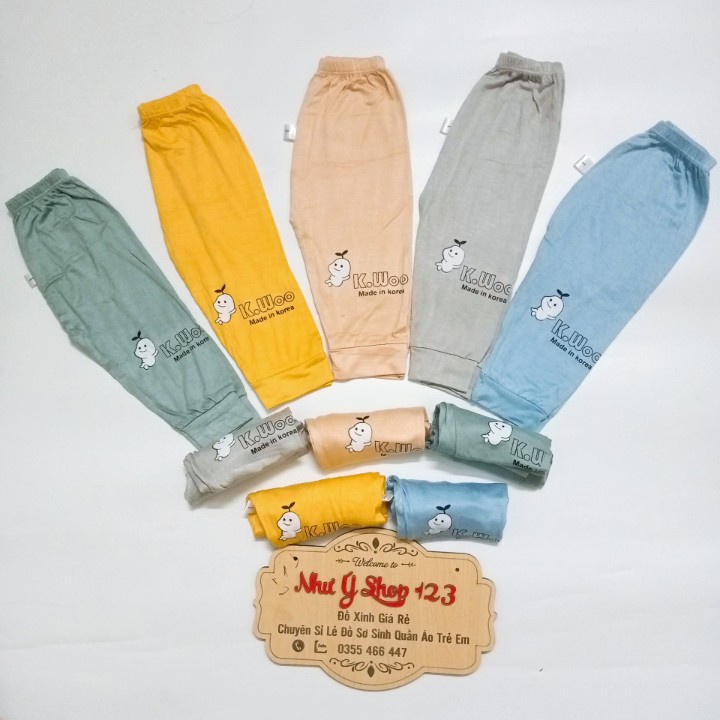 A26 - Quần Dài Thun Lạnh, Ống rộng, Bo Gấu In Hình Cho Bé Trai Bé Gái Loại Đẹp