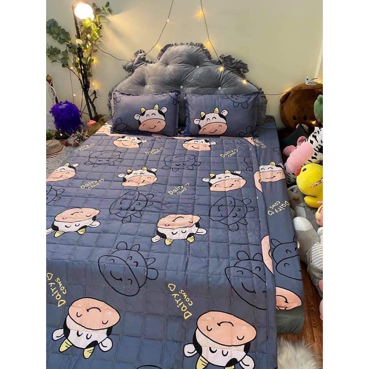 Bộ Ga Gối Trải Giường Cotton Poly, Ga Trải Giường + 2 Vỏ Gối Siêu Xinh BMT Bedding