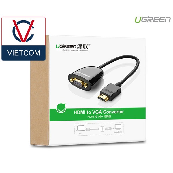 Cáp HDMI To VGA Chính Hãng Ugreen - Mã 40252 và 40253 - Bảo hành 18 tháng