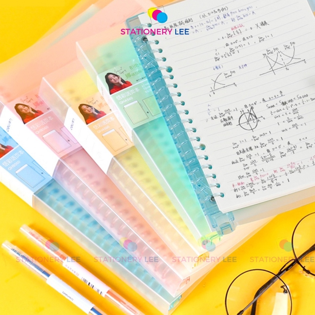 Sổ Bìa Còng Nhựa Trong Loose Leaf Hình Cute - A5 20 lỗ - Tặng Sẵn 200 Trang LINE.