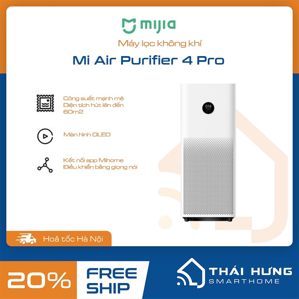 Máy lọc không khí Xiaomi Air Purifier 4 Pro Chính hãng  -  bản quốc tế - bảo hành 12 tháng.