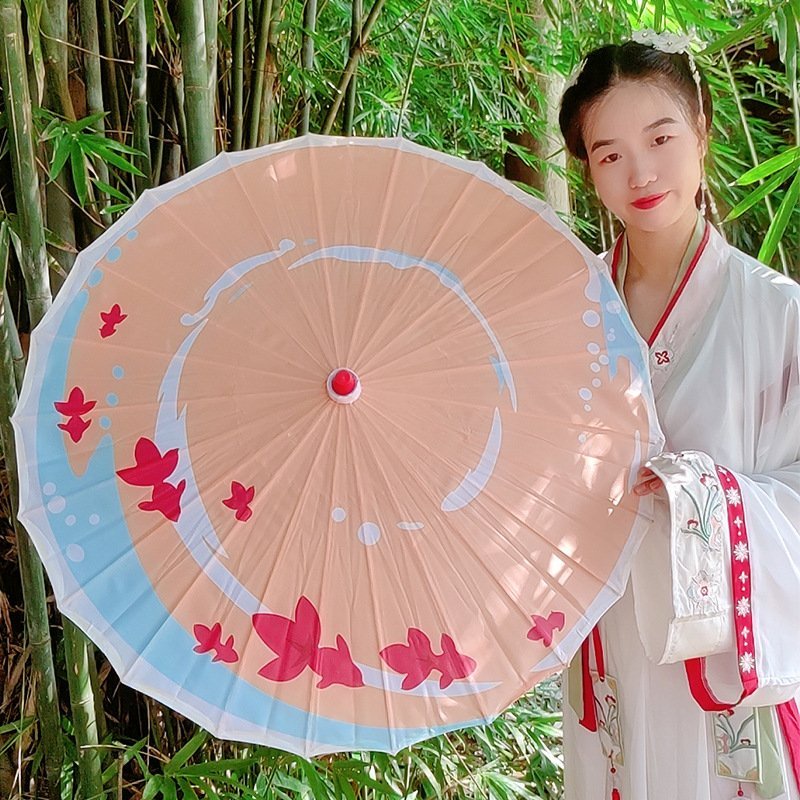 Ô giấy cổ trang hình MÈO CẦM CỜ cosplay chụp ảnh in họa tiết đẹp phong cách NHẬT BẢN trang trí anime