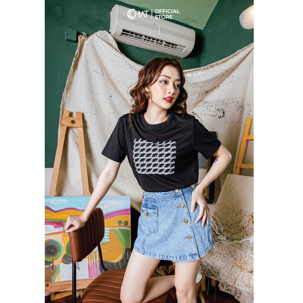 Áo thun nữ T-shirt in chữ CCHAT
