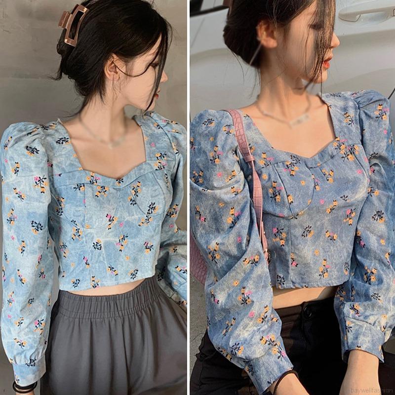 Áo kiểu nữ tay dài cổ vuông phong cách thời trang quyến rũ cho phái nữ | BigBuy360 - bigbuy360.vn