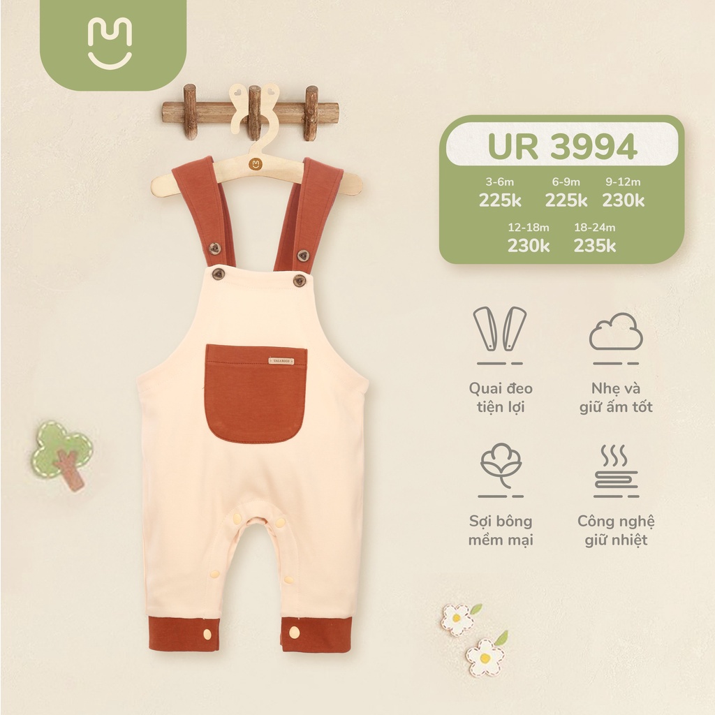 Bộ body Yếm nỉ 4 màu UalaRogo cực đáng yêu cho bé trai/bé gái 3 tháng - 2 tuổi