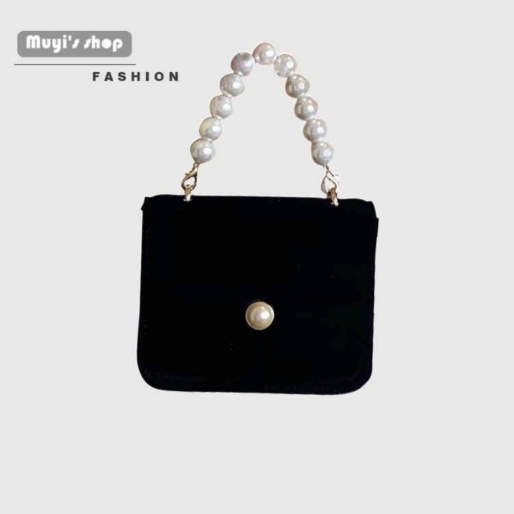 Túi da có tay cầm ngọc trai hợp thời trang  trẻ trung cho nữ