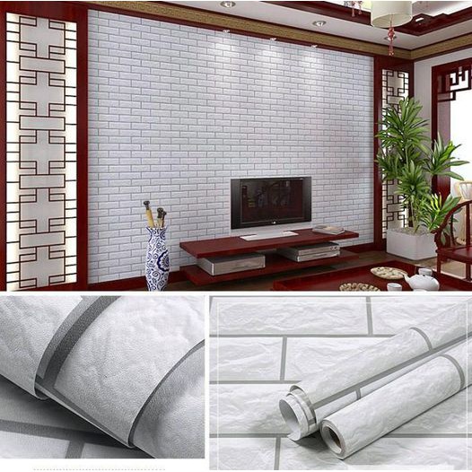 Combo 10m giấy dán tường có keo sẵn giả gạch
