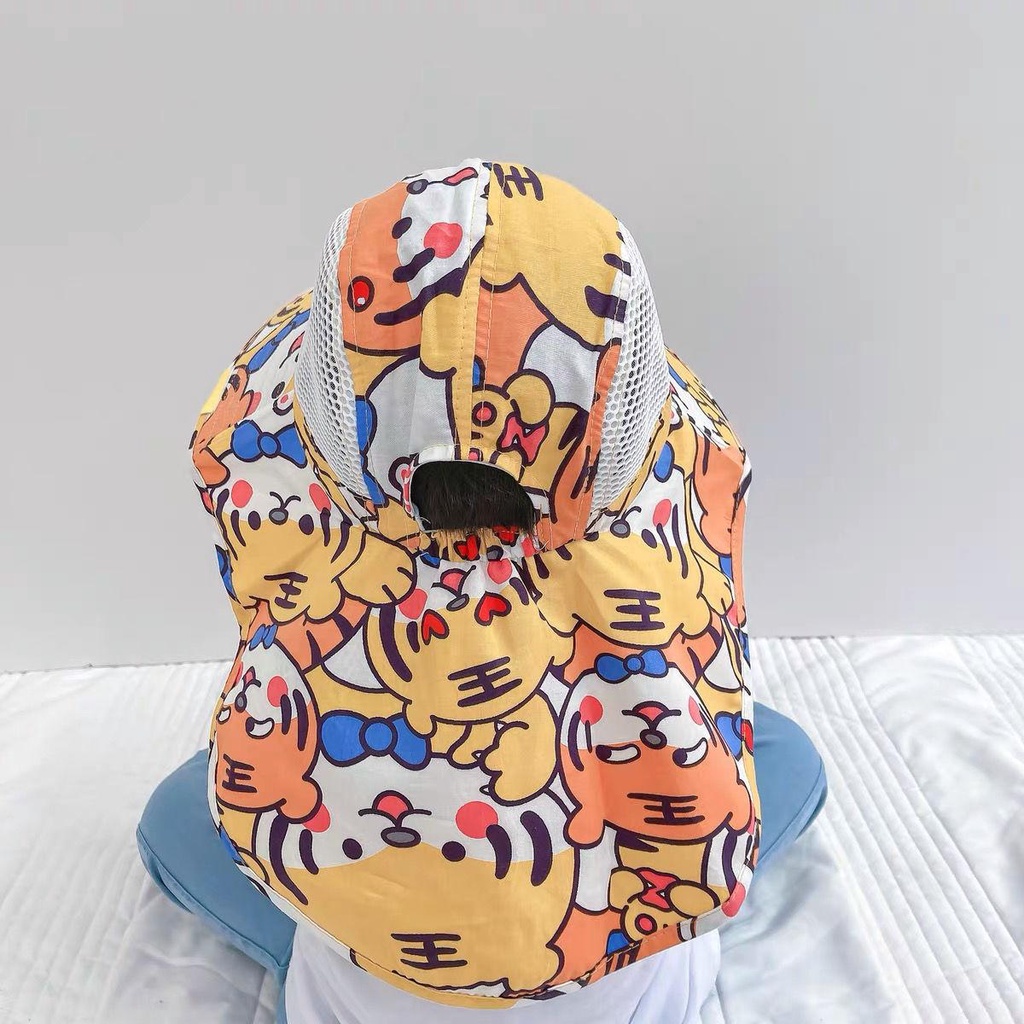 Nón Tai Bèo Vành Rộng Phối Lưới Thoáng Khí Thời Trang Đi Biển Mùa Hè Cho Bé