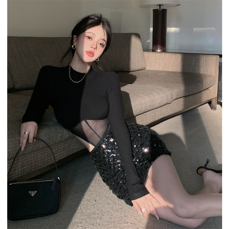 Áo Thun Tay Dài Quyến Rũ Dễ Phối Đồ Thời Trang Phong Cách Hàn Quốc