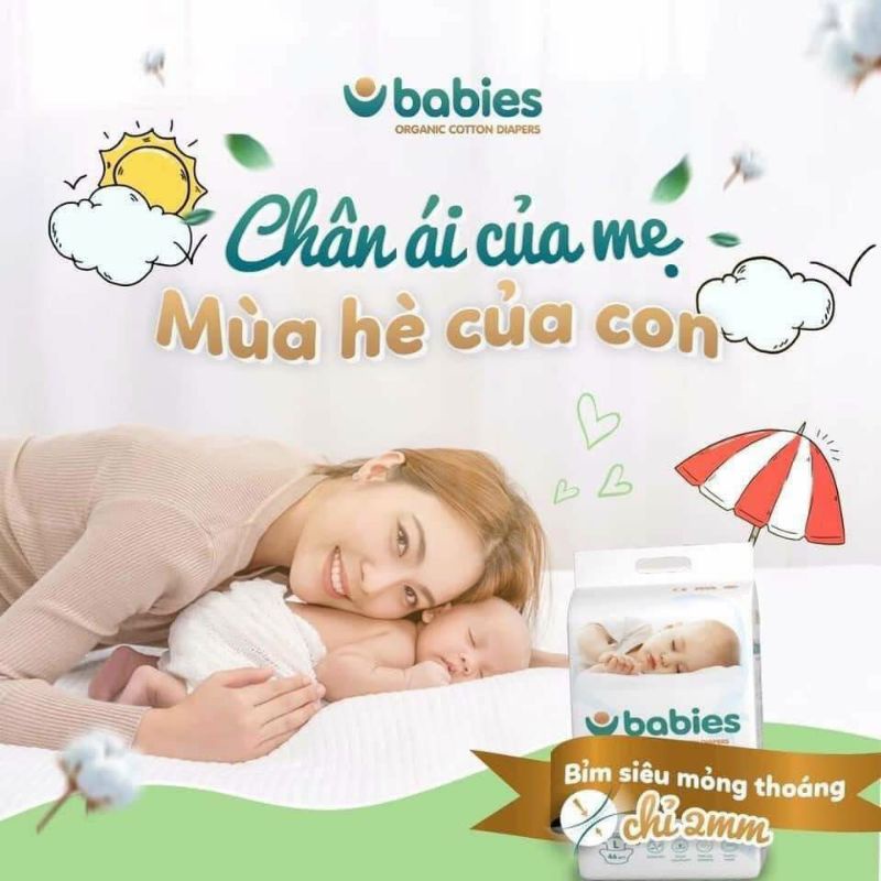 ( quà tặng xe chòi) Combo 6 Bịch Tã Bỉm Dán/Quần Babies Organic SIZE S66/M56/L46/M54/L50/XL46/XXL40