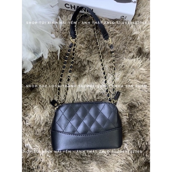 ⚡︎Freeship⚡︎Túi Đeo Chéo Hobo Trần Trám Dây Kép Nữ Xích Đen Da Nhám Sịn Sò, mã D66 - LOLOS BAG