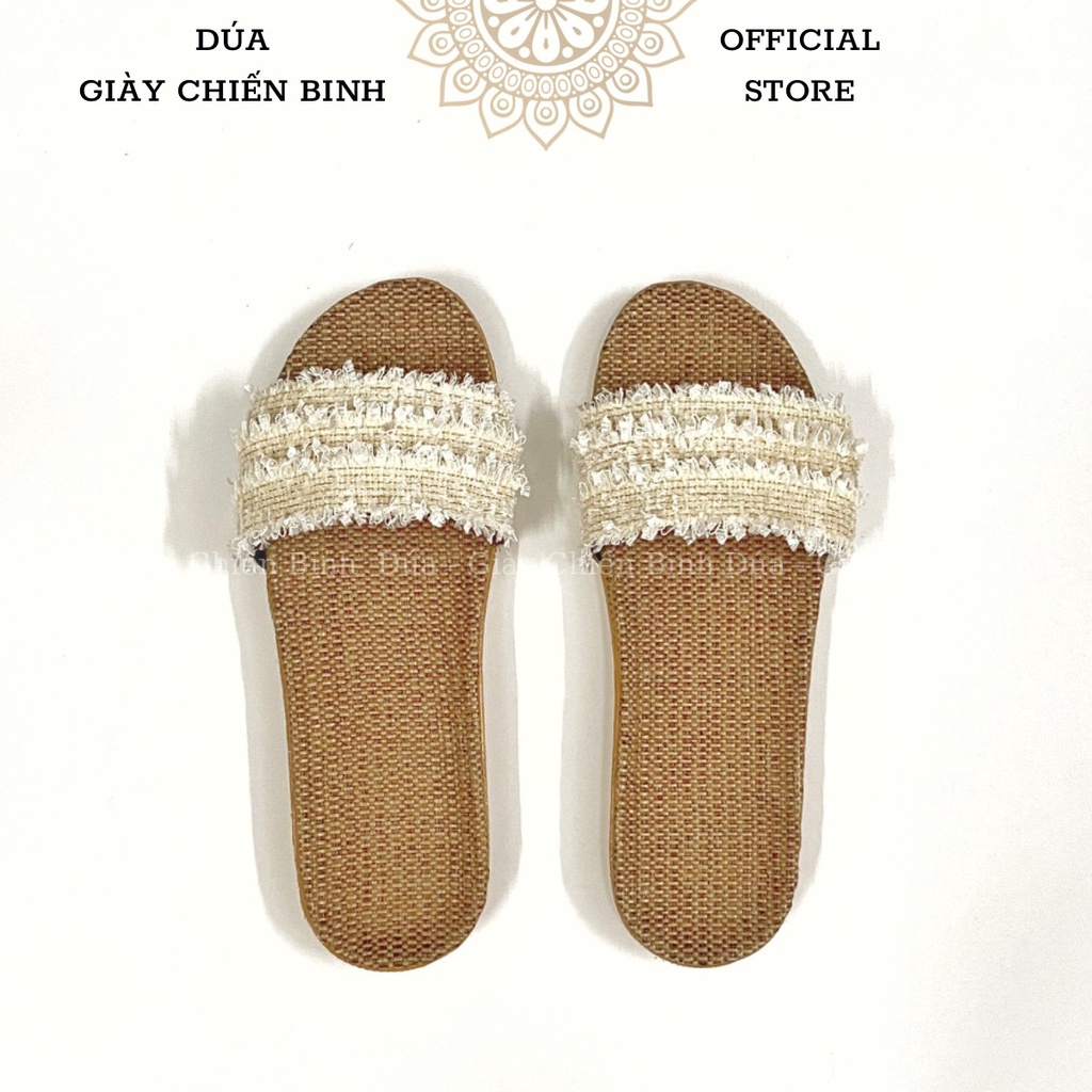 Dép Cói Quai Ngang Làm Thủ Công Dây Tuyết Vintage, Dép Đi Biển, Dép Mang Trong Nhà, Dép Văn Phòng, Dép Nữ COI106