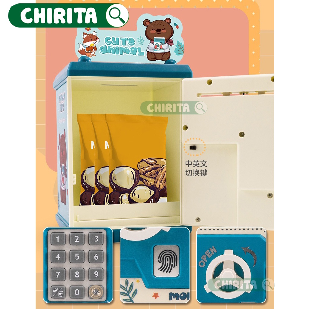 Két Sắt Mini Cho Bé Vân Tay Thông Minh - Hộp Heo/ Lợn Đựng Tiền Tiết Kiệm - Đồ Chơi Trẻ Em Cho Bé Trai Bé Gái Chirita