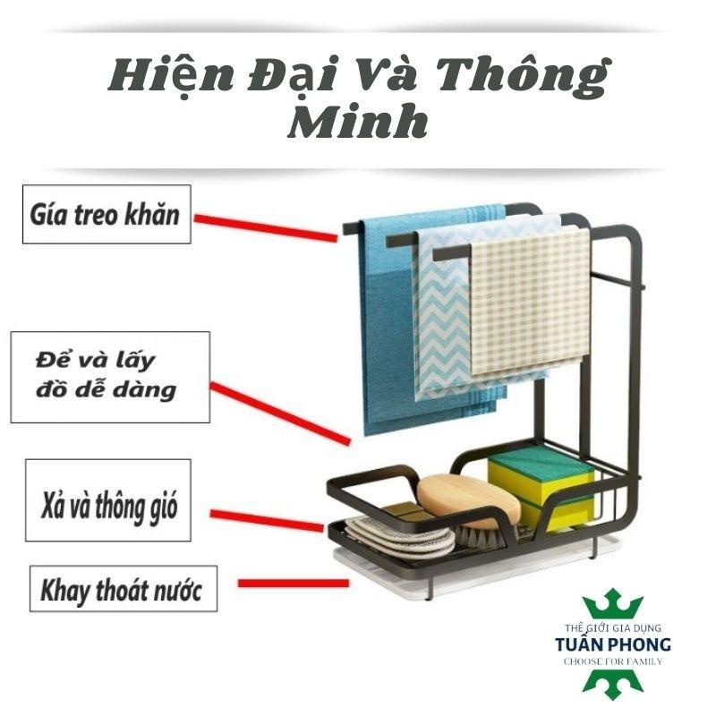 Giá Để Đồ Rửa Bát,Xà Phòng,Nước Rửa Chén,Giá Treo Khăn Lau Nhà Bếp(Có Khay Hứng Nước).Kệ Để Đồ Phòng Tắm Đa Năng