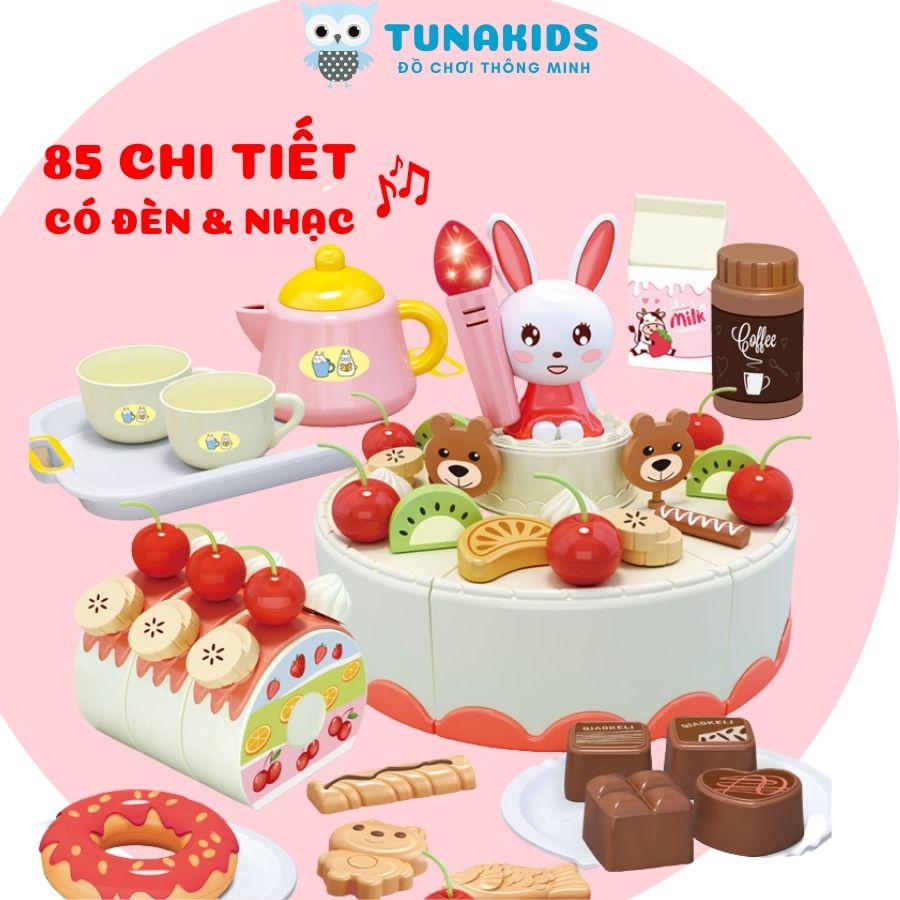 Đồ chơi nấu ăn bánh sinh nhật cho bé gái, đồ chơi trẻ em thông minh mini Tunakids