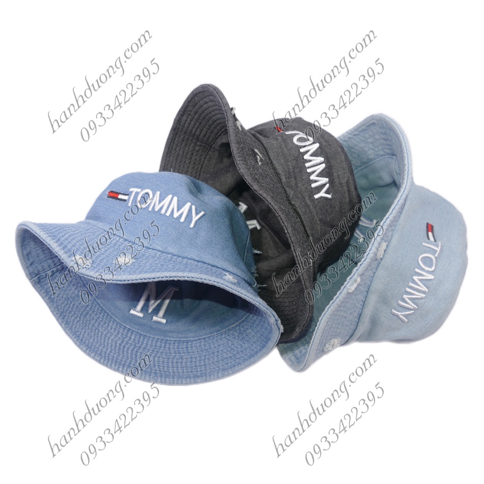 Mũ bucket rộng vành hai mặt nón bo vành tròn jean thêu chữ M thời trang phù hợp cả nam và nữ