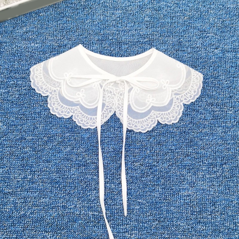 Cổ áo giả chất liệu chiffon organza phối ren thêu họa tiết xinh xắn bắt mắt cho nữ
