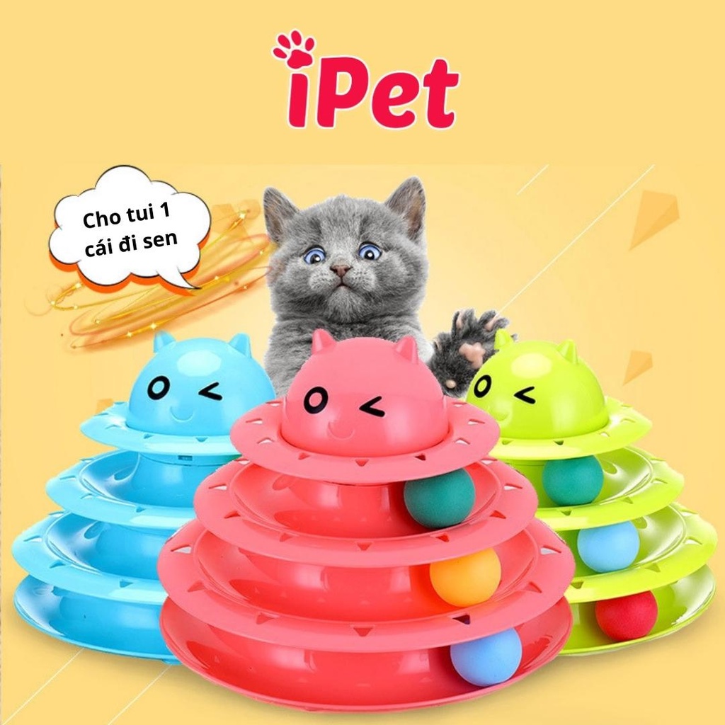 Đồ chơi tháp banh 3 tầng hình thú cho mèo vờn - iPet Shop
