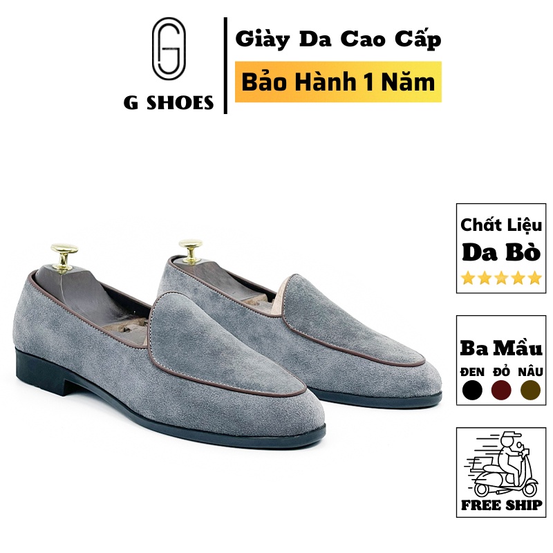 Giày lười nam da lộn cao cấp da thật bảo hành 1 năm - Mã T50