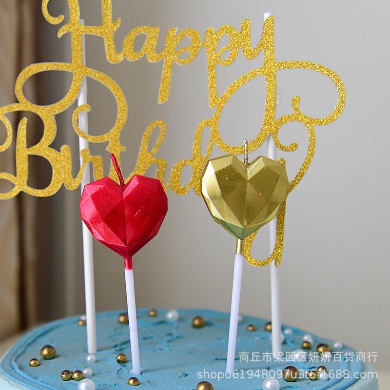 Nến Tim Mạ Nhũ Lấp Lánh Trang Trí Bánh Kem - Yori Party
