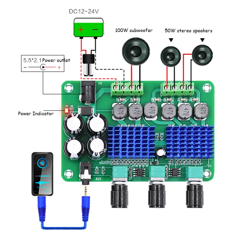 Bảng Mạch Khuếch Đại Âm Thanh Kỹ Thuật Số tpa3116d2 2.1 xh-M311 50wx50w + 100w
