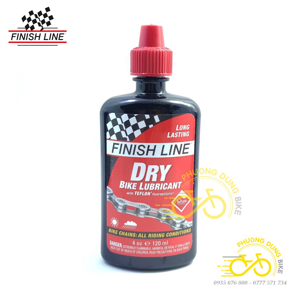 Dầu nhớt tra sên xích líp xe đạp FINISH LINE DRY 120ml - Hàng chính Hãng