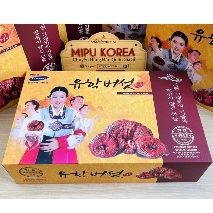 (Date 6/2027) Nấm Linh Chi Hàn Quốc Thái Lát Cô Gái Hộp 1Kg