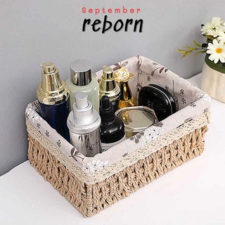 Giỏ mây lót vải hoa vintage, giỏ đựng đồ decor, phụ kiện trang trí chụp ảnh
