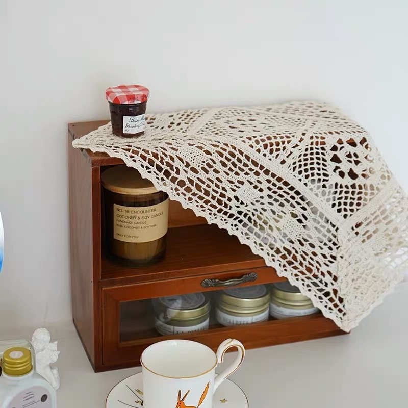 Khăn ren trải bàn, khăn hoạ tiết retro trang trí nhà cửa, studio Hàn Quốc - Décor nhà Sò