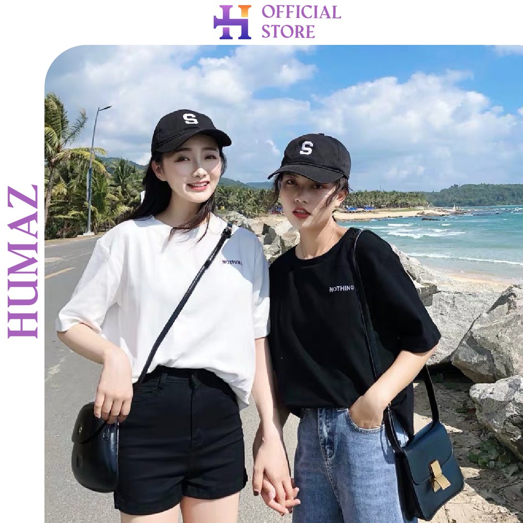 Áo thun tay lỡ HUMAZ phông Unisex nam nữ oversize form rộng ulzzang NOTHING A13