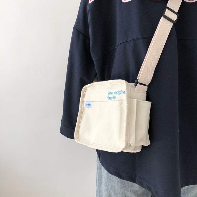 Túi Vải Canvas Đeo Chéo Vai Sức Chứa Lớn Phong Cách Hàn Quốc Dễ Thương Dành Cho Học Sinh Nữ