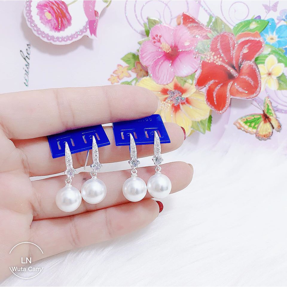 free ship hoa tai nữ gắn đá treo trai bạc ta cực đẹp