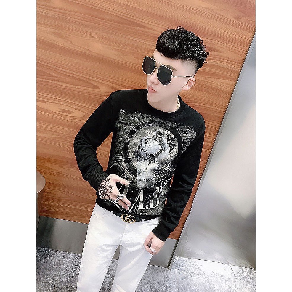 ✷►▥Áo Sweater tay dài in họa tiết cá tính thời trang mùa thu